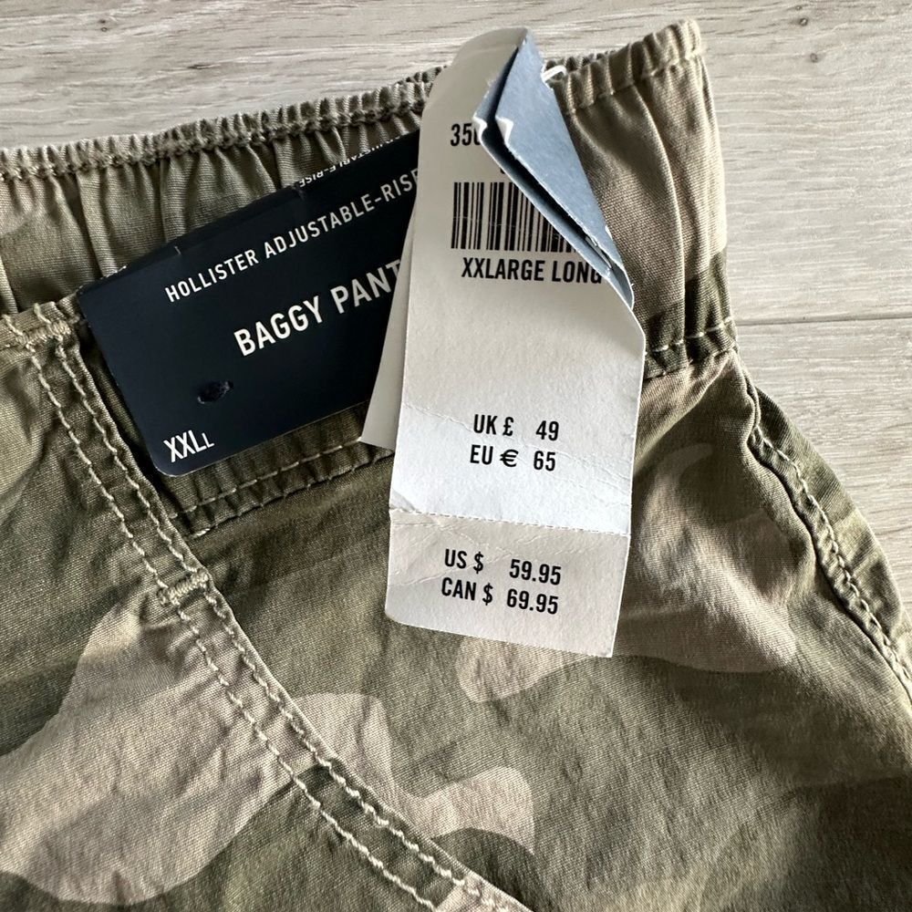 Hollister Adjustable Rise Poplin Baggy Cargo Pants Camo XXL‎ NWT - Picture 6 of 6